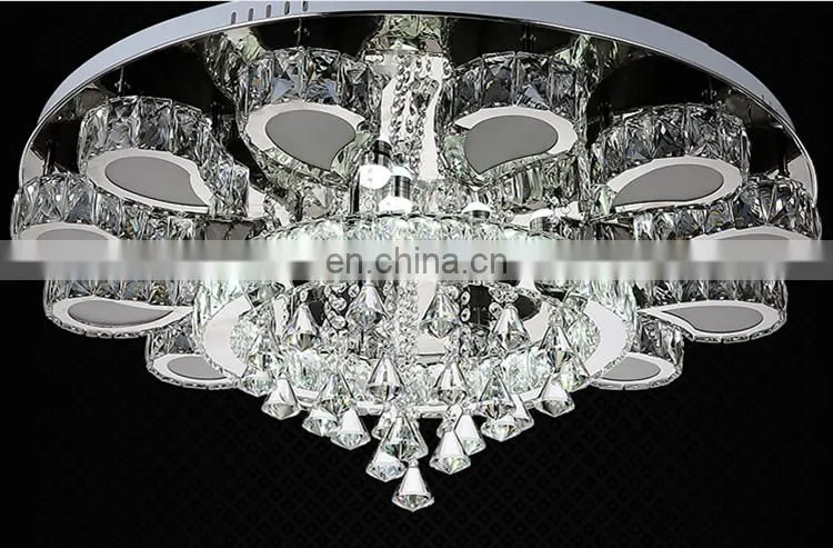 Round led living room crystal ceiling ceiling luxury stainless steel lamps