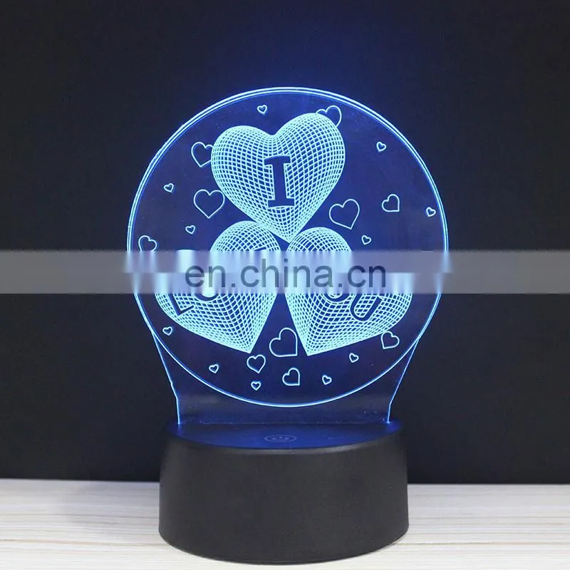 Touch sensor led light multi-colors changing 3D illusion lamp for room lighting usage