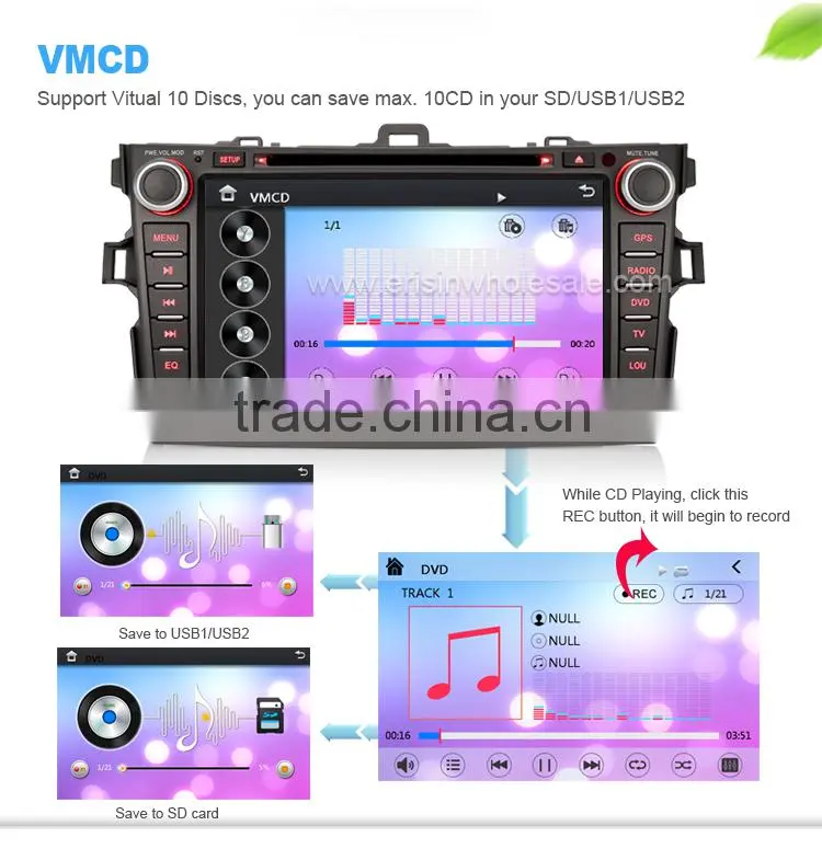 Erisin ES8288M The Newest 8 inch 2 Din Car DVD Player GPS Bluetooth for Toyota
