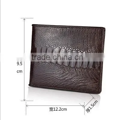 High Quality Custom Genuine Real Ostrich Leg Leather Small Wallet for men