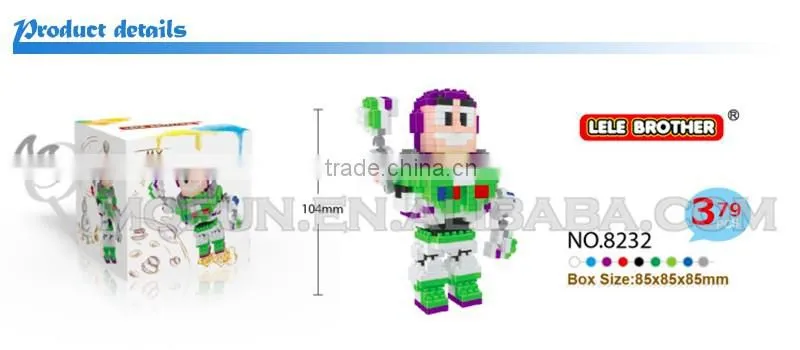 Mini Qute Lele Brother kawaii toy story plastic building blocks Buzz Jessie Woody Aliens Lotsv cartoon model educational toy