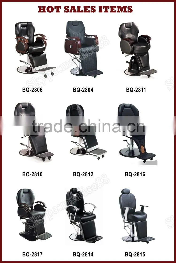 Black Color Synthetic Leather Reclined Backrest Hydraulic Barber Chair with Footrest
