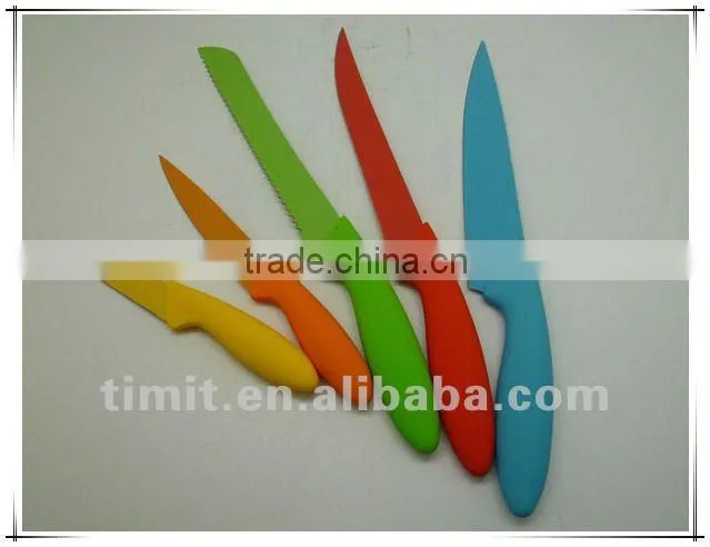 6pcs stainless steel solid handle good quality with block Color kitchen knife Set