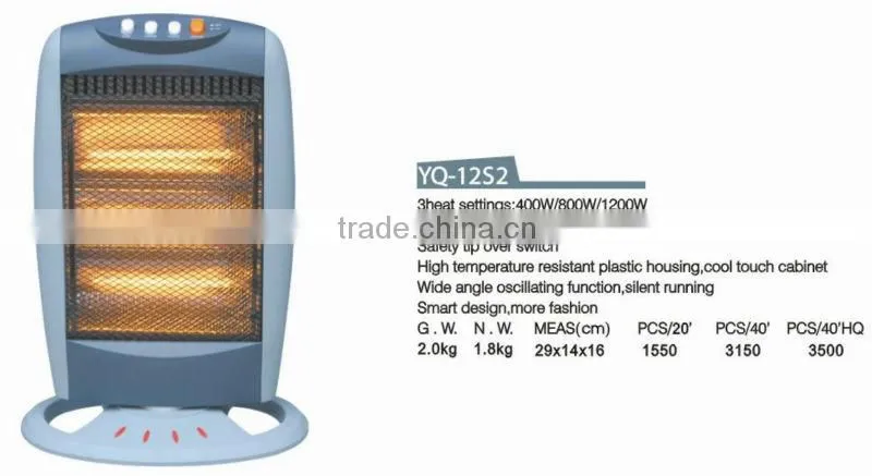 3heating 1200W CE/GS/ROHS with remote control/ timer /wide angle oscillating function electric heater halogen heater for home