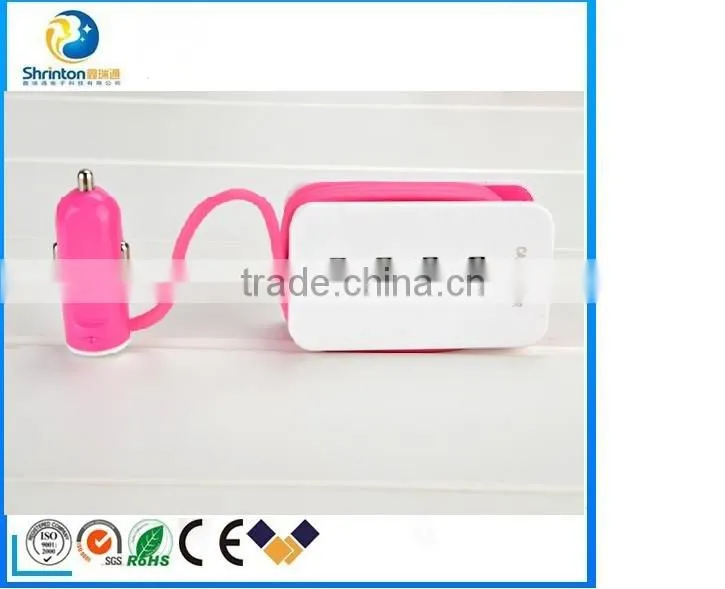 4 USB port 4.3 A New design usb car charger with universal car adapter with usb charger