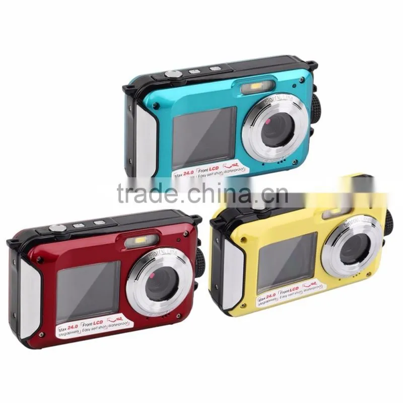 max 24 mp waterproof camera/dual display digital camera under water