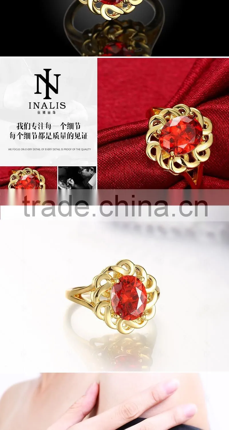 Gold Plated Jewelry Womens Ring with crystal For Engagement Ring