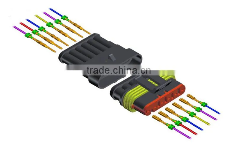 6pin wire to wire ip68 waterproof automotive connector with TE 282090-1