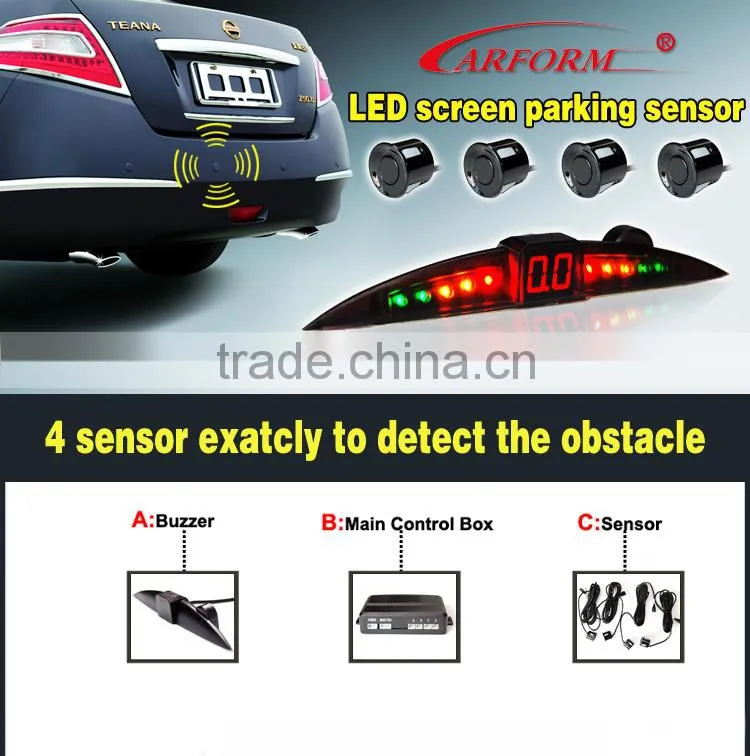 Car beep parking sensor with 3 colors and 8 stage slim lED display