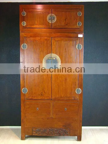 Chinese antique solid wood bedroom natural wardrobe cabinet