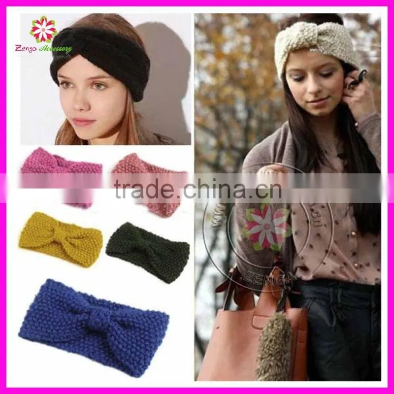 Winter Flower Knit Crochet Headwrap Headband ear warmer headwear wrap hairband