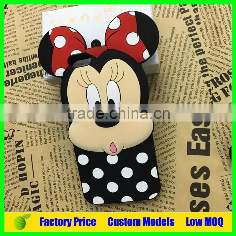 For disney design mickey custom silicone mobile 3d phone case for Iphone 6 cell phone back cover case