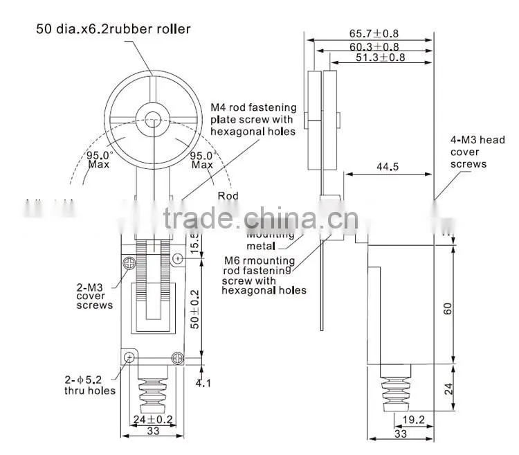 CNTD Professional Manufacuturer 50 Dia Rubber Roller Rotary Limit Switch (CHL-5391)