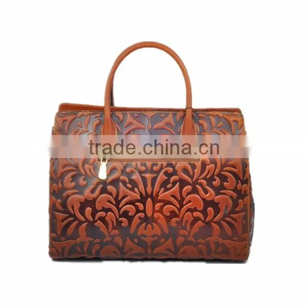 Best Selling Latest Design Ladies Genuine Leather Handbag Brown Genuine Laether Handbag