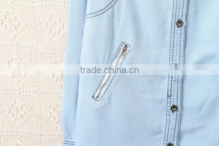 2014 New style European all-match long sleeve female jean coat/jean shirt woman denim coat clothing