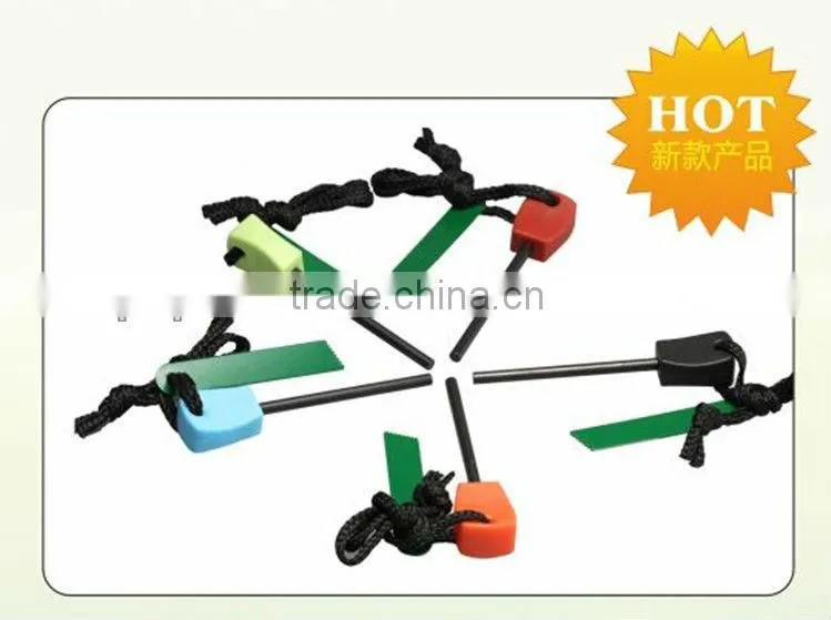 wood round handle fire starter with rod stick