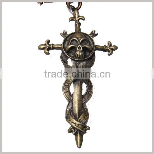 Spring fashion Bronze Skull Cross Necklace Jewelry scarve