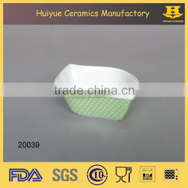 ceramic decal printing square snack dish