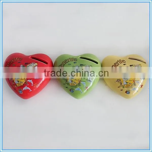 tourist souvenir money box design heart shape