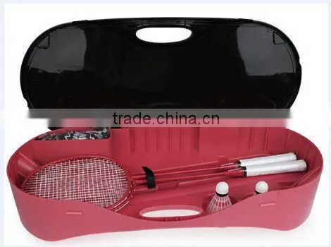 Portable badminton stand goal post.