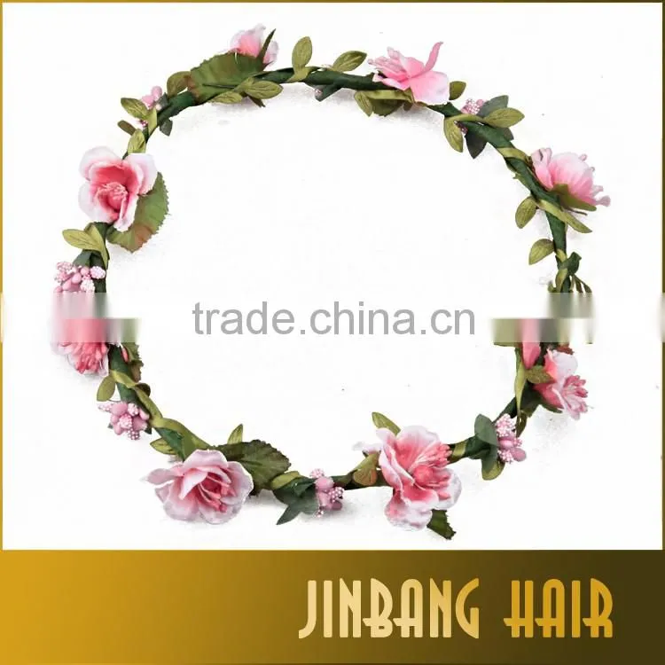 2016 Alibaba New Premium Wholesale Products Bohemian Headband Rose Flower Braided Leather Elastic Hairband