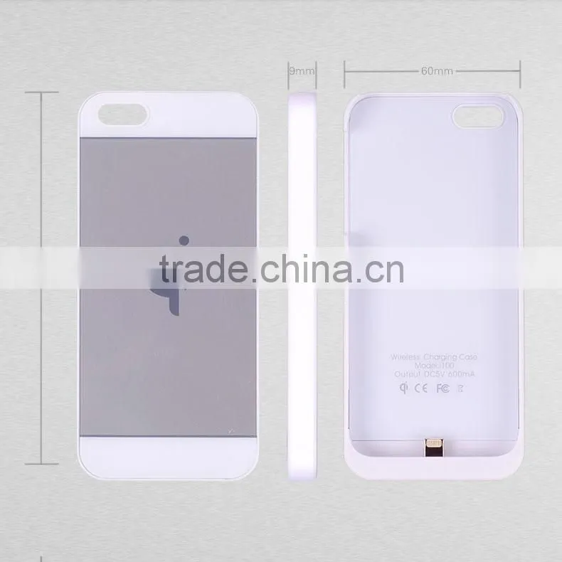 Thinnest white wireless charger case for iphone5s , wireless charger receiver case