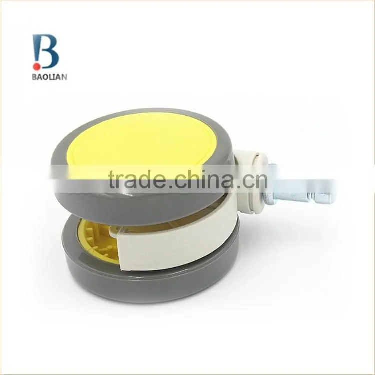 china-made fine 2.5-inch yellow PU thread stem swivel medical caster wheels