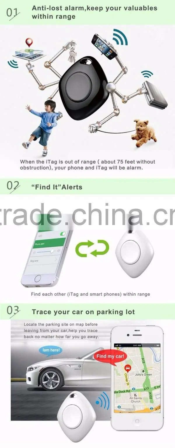 ABS material Keychain dog wallet anti lost Alarm Sensor Remote Shutter Tracker for android iphone samsung mobile phones