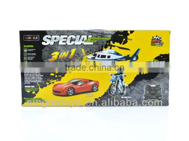 Popular RC Helicopter + RC Car + RC Motorcycle 3 in 1