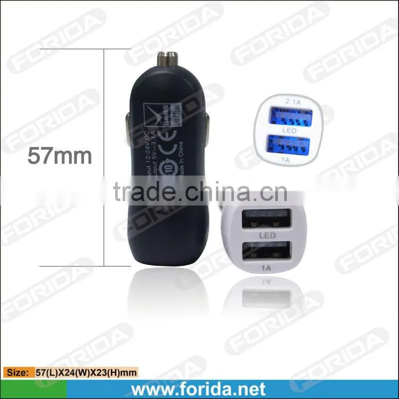 3.1A dual port ABS mobile phone usb car charger