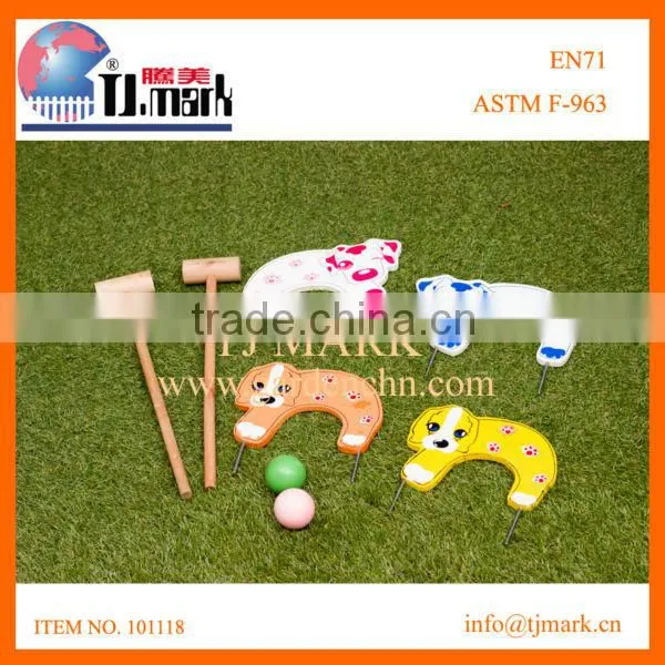 2 player aniaml indoor wooden croquet set for kids
