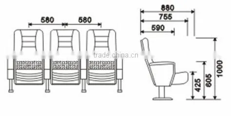 Contemporary chair style home theatre chair with writing pad