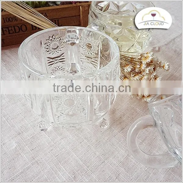 drinking carved glass tea cups with handle