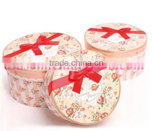 Three sets Round cardboard gift box,custom christmas gift box wholesale