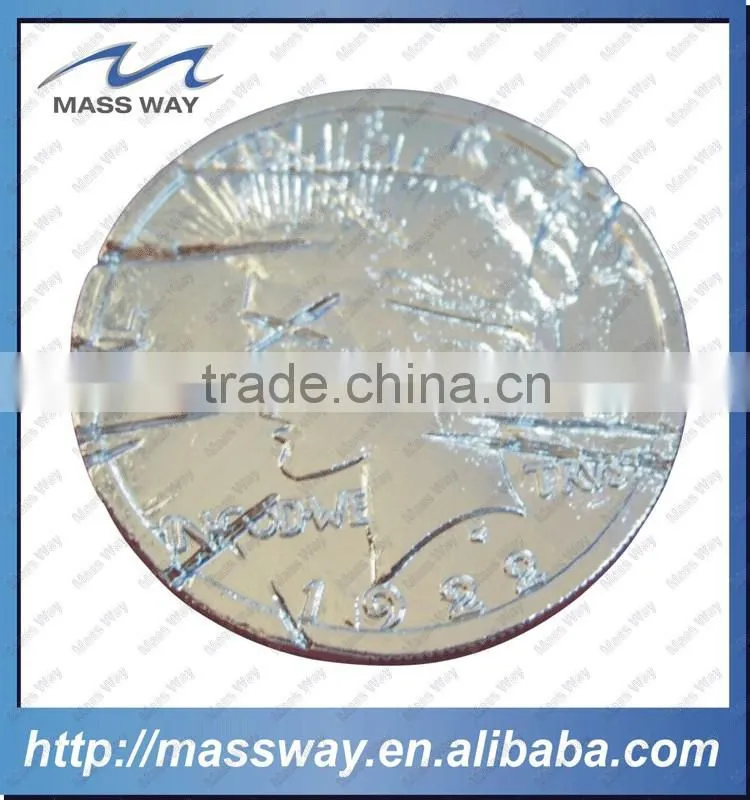 promotion die casting zinc alloy demage engraved silver coin
