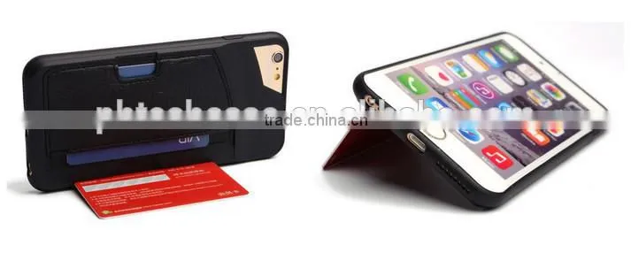 2015 New Design for iPhone 6 Back Cover Leather Case with Card Slot, Card Slot Back Cover for iPhone 6