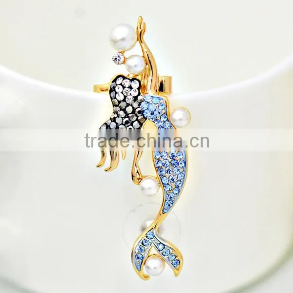 bow ribbon pattern pearl upper cuff ear wrap earrings
