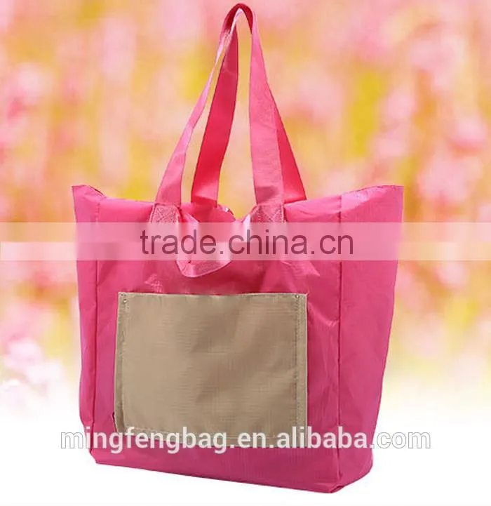 Custom Super Large Waterproof 600D Oxford Folding Tote and Shoulder Portable Fashion Traveling and Shopping Bag for Women