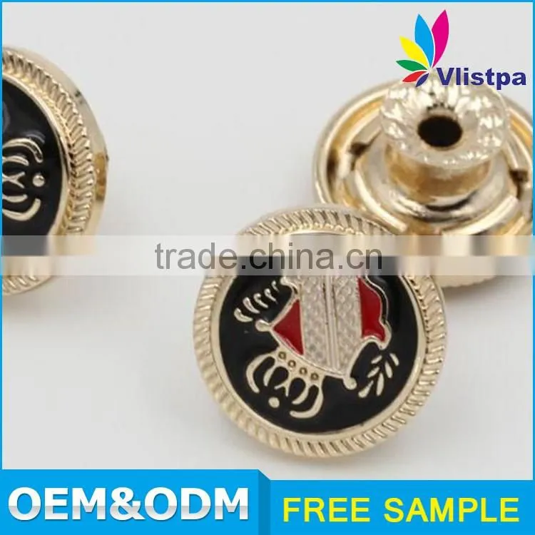 Brass flat metal tack button for denim
