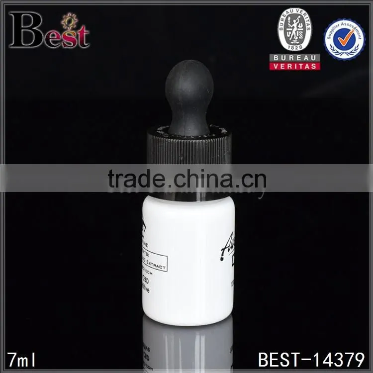 7ml high quality special white glass round serum dropper bottle childproof top