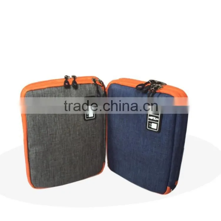 New fashion double layer cable organizer travel bag usb cable packaging hard drive bag