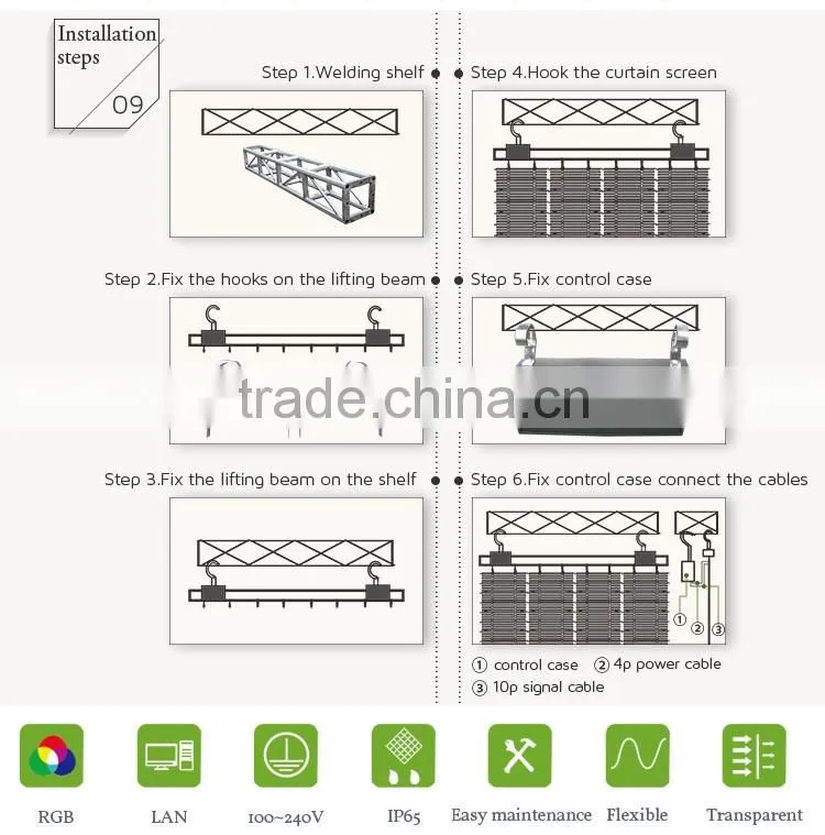 Outdoor led advertising display screen cheap price/flexible led screen for stage back light