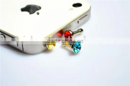 Luxurious Design diamond dust plug for 3.5mm earphone dust plug