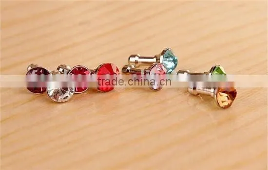 Luxurious Design diamond dust plug for 3.5mm earphone dust plug
