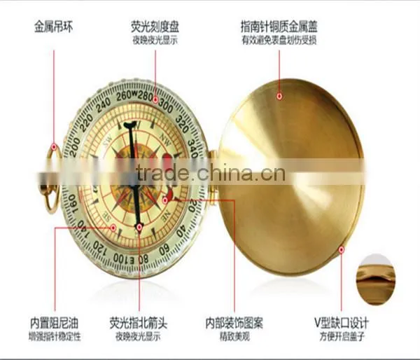 Classic Brass Pocket Watch Style Compasses Aluminum Alloy Compass for Camping Hiking