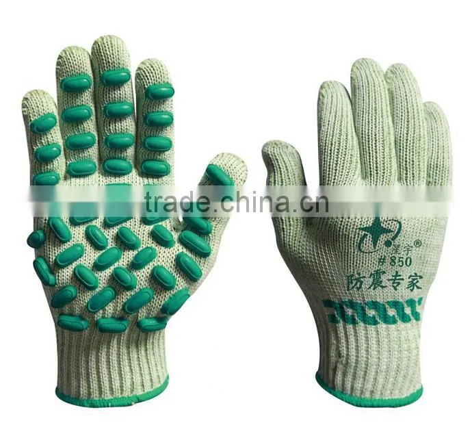 Anti-Vibration 7Gauge T/C Shell latex foam dots coated Safety working gloves machine