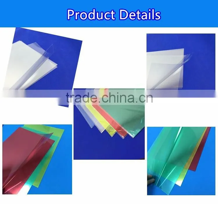 Blue Red Yellow Green Smoky Gray A4 A3 Book Binding Cover Sheets 0.17mm 0.18mm 0.19mm 0.20mm0.25mm 0.30mm Glossy Color PVC Sheet