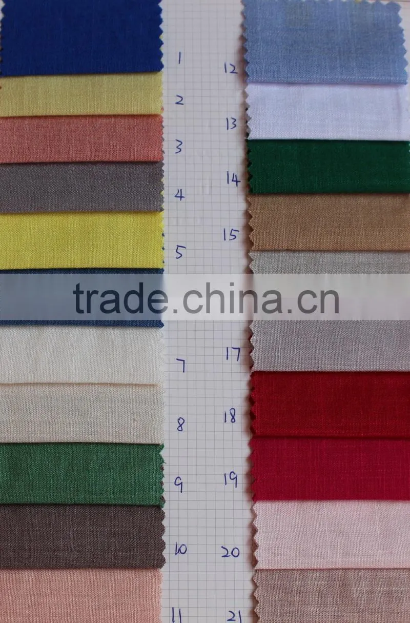 plain dyed solid color woven linenette blend nylon viscose fabric