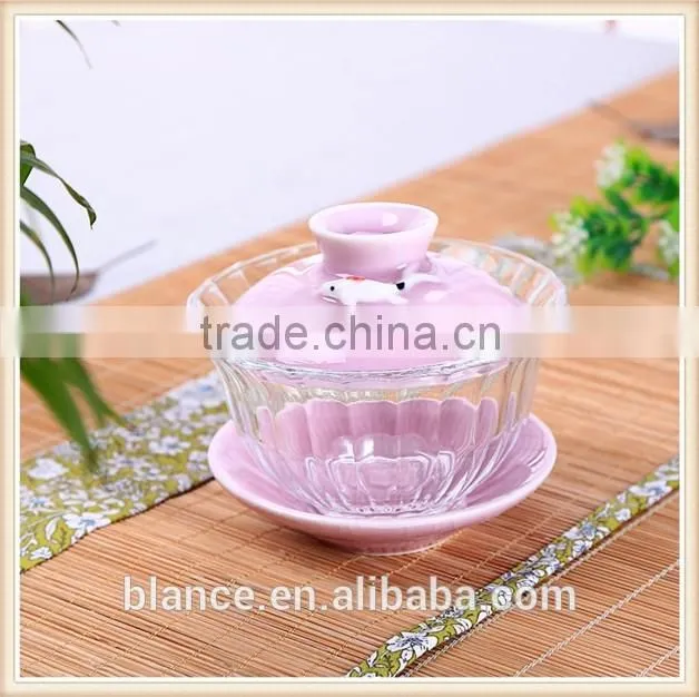 ceramic and glass Gaiwan in lotus design