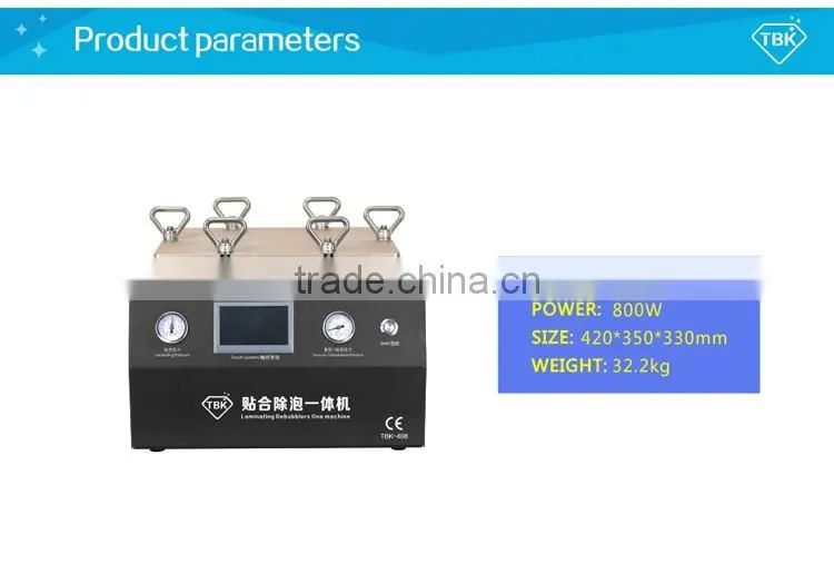 2016 HOT TBK-408 laminating and remove bubble 2 in 1 machine with buil-in air compressor and vacuum pump for lcd screen repair